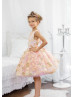 Pink Butterfly Lace Tulle Keyhole Back Flower Girl Dress